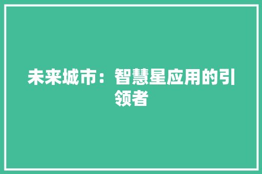 未来城市：智慧星应用的引领者