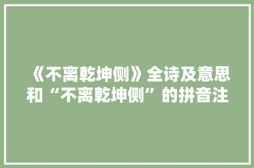 《不离乾坤侧》全诗及意思和“不离乾坤侧”的拼音注释