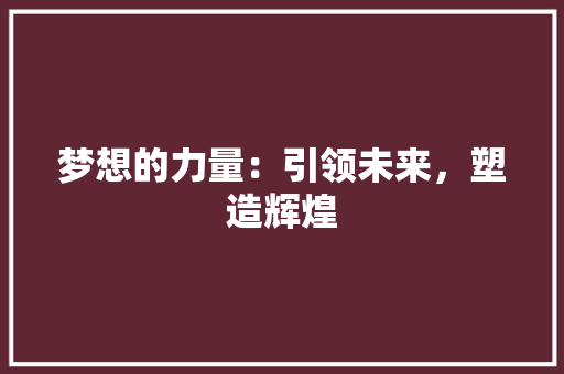 梦想的力量：引领未来，塑造辉煌