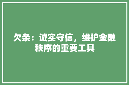 欠条：诚实守信，维护金融秩序的重要工具