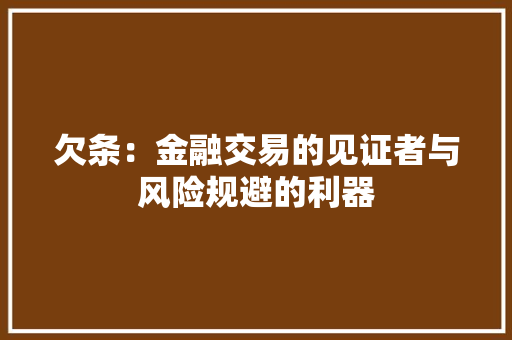 欠条：金融交易的见证者与风险规避的利器 应用文