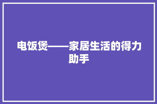 电饭煲——家居生活的得力助手 应用文