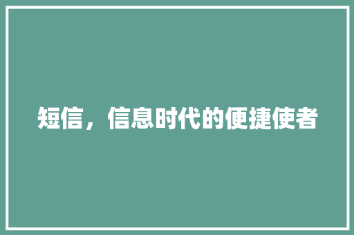 短信，信息时代的便捷使者