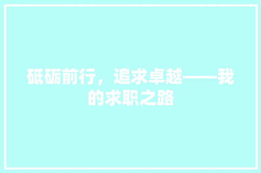 砥砺前行，追求卓越——我的求职之路 应用文