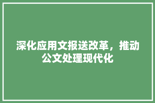 深化应用文报送改革，推动公文处理现代化