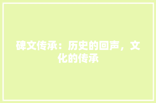 碑文传承：历史的回声，文化的传承 应用文