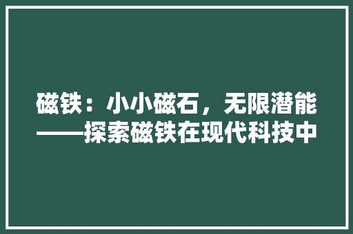 磁铁：小小磁石，无限潜能——探索磁铁在现代科技中的应用 应用文