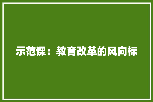 示范课：教育改革的风向标