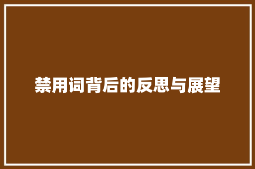 禁用词背后的反思与展望