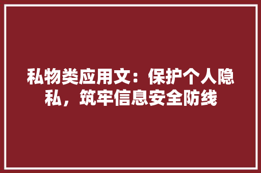 私物类应用文：保护个人隐私，筑牢信息安全防线 应用文