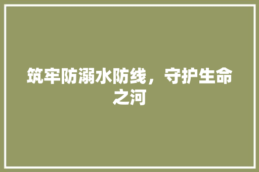 筑牢防溺水防线，守护生命之河 应用文