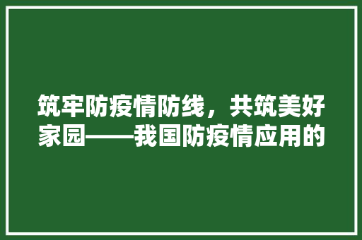 筑牢防疫情防线，共筑美好家园——我国防疫情应用的未来展望 应用文