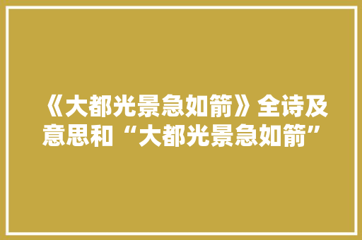 《大都光景急如箭》全诗及意思和“大都光景急如箭”的拼音注释 诗词鉴赏