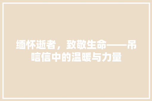 缅怀逝者，致敬生命——吊唁信中的温暖与力量 应用文