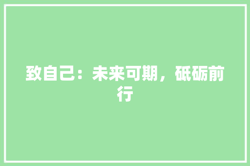 致自己：未来可期，砥砺前行 应用文