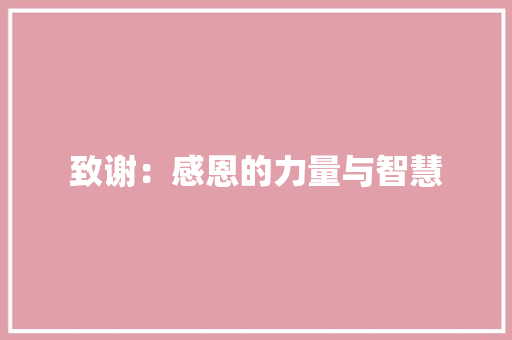 致谢：感恩的力量与智慧