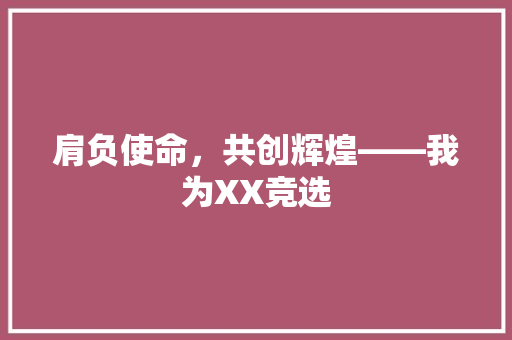 肩负使命，共创辉煌——我为XX竞选 应用文