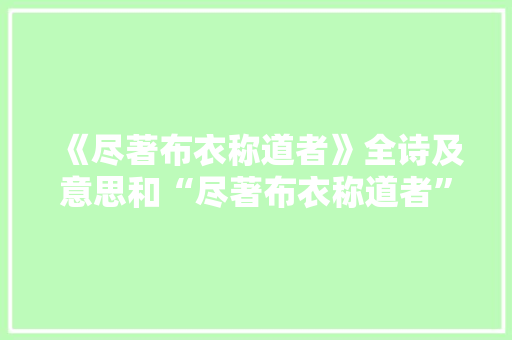 《尽著布衣称道者》全诗及意思和“尽著布衣称道者”的拼音注释