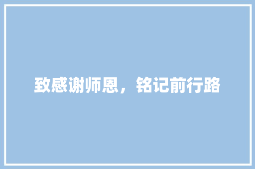致感谢师恩，铭记前行路 应用文