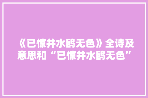 《已惊并水鸥无色》全诗及意思和“已惊并水鸥无色”的拼音注释