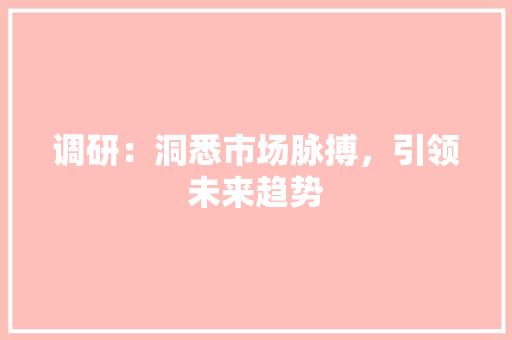 调研：洞悉市场脉搏，引领未来趋势 应用文