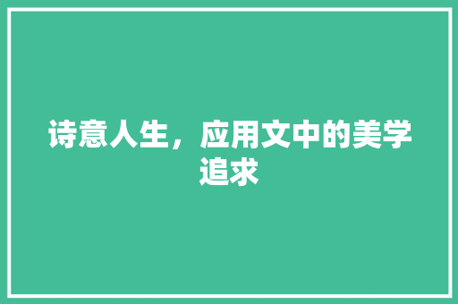 诗意人生，应用文中的美学追求