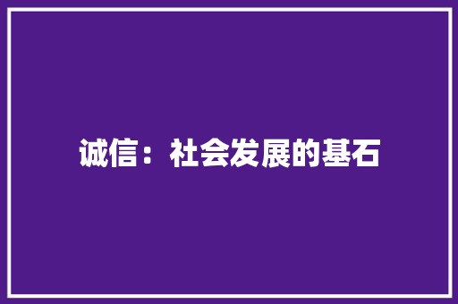 诚信：社会发展的基石