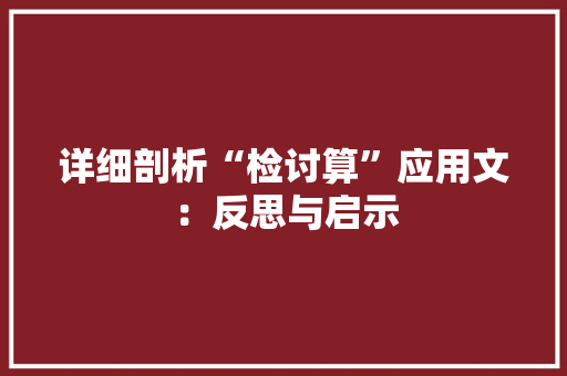 详细剖析“检讨算”应用文：反思与启示