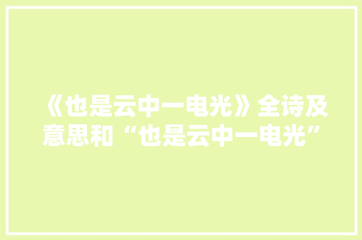 《也是云中一电光》全诗及意思和“也是云中一电光”的拼音注释