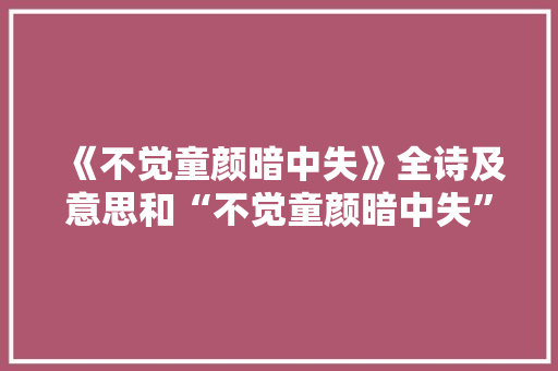 《不觉童颜暗中失》全诗及意思和“不觉童颜暗中失”的拼音注释