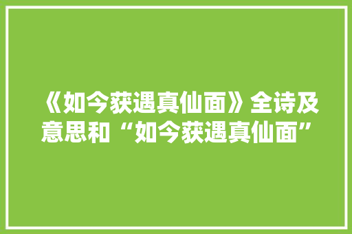 《如今获遇真仙面》全诗及意思和“如今获遇真仙面”的拼音注释