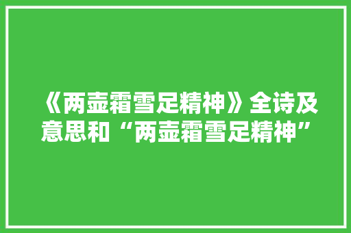《两壶霜雪足精神》全诗及意思和“两壶霜雪足精神”的拼音注释