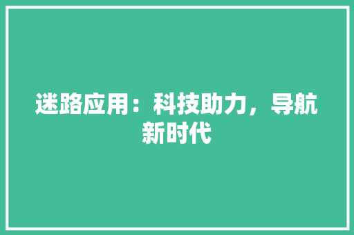 迷路应用：科技助力，导航新时代 应用文