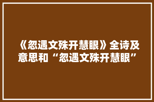 《忽遇文殊开慧眼》全诗及意思和“忽遇文殊开慧眼”的拼音注释