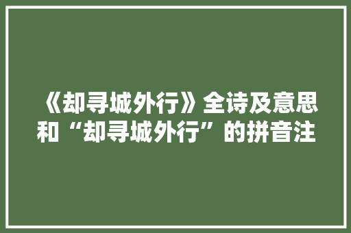 《却寻城外行》全诗及意思和“却寻城外行”的拼音注释 诗词鉴赏