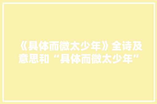 《具体而微太少年》全诗及意思和“具体而微太少年”的拼音注释