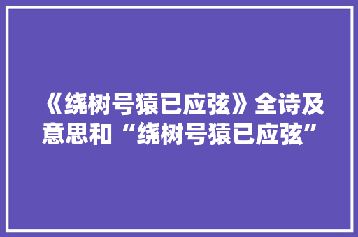 《绕树号猿已应弦》全诗及意思和“绕树号猿已应弦”的拼音注释