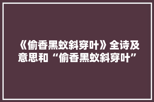 《偷香黑蚁斜穿叶》全诗及意思和“偷香黑蚁斜穿叶”的拼音注释