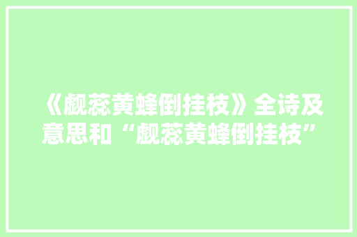 《觑蕊黄蜂倒挂枝》全诗及意思和“觑蕊黄蜂倒挂枝”的拼音注释