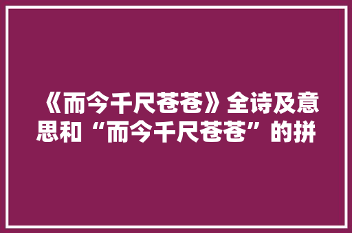 《而今千尺苍苍》全诗及意思和“而今千尺苍苍”的拼音注释