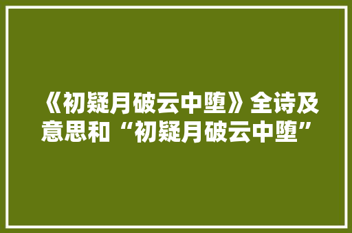 《初疑月破云中堕》全诗及意思和“初疑月破云中堕”的拼音注释