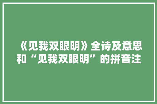 《见我双眼明》全诗及意思和“见我双眼明”的拼音注释 诗词鉴赏
