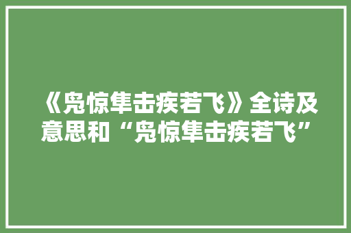 《凫惊隼击疾若飞》全诗及意思和“凫惊隼击疾若飞”的拼音注释 诗词鉴赏