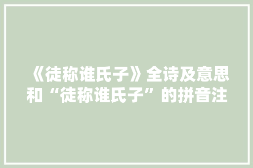 《徒称谁氏子》全诗及意思和“徒称谁氏子”的拼音注释 诗词鉴赏