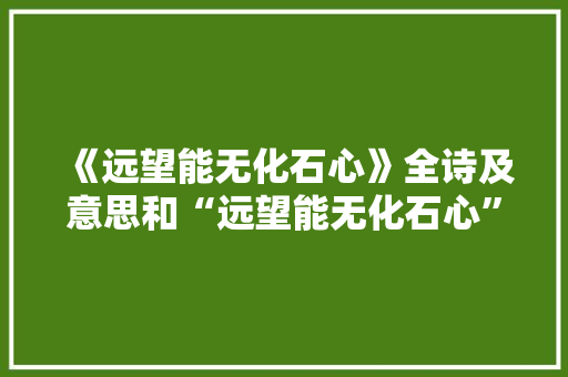 《远望能无化石心》全诗及意思和“远望能无化石心”的拼音注释 诗词鉴赏