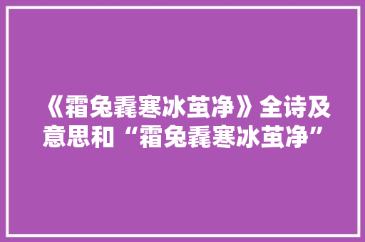 《霜兔毳寒冰茧净》全诗及意思和“霜兔毳寒冰茧净”的拼音注释