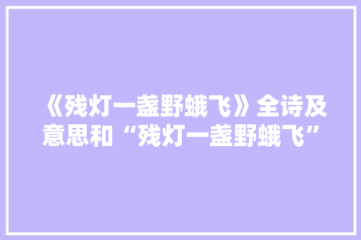 《残灯一盏野蛾飞》全诗及意思和“残灯一盏野蛾飞”的拼音注释