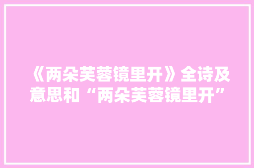 《两朵芙蓉镜里开》全诗及意思和“两朵芙蓉镜里开”的拼音注释